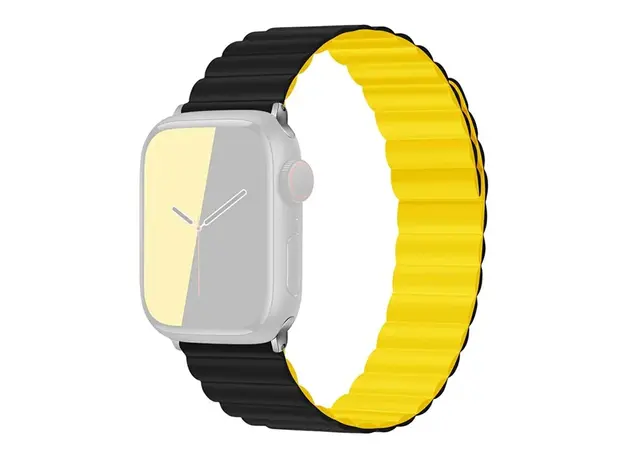 სმარტ საათის სამაჯური TVC KALEBOL Magnetic Watch Band for Apple Watch Series 10 9 8 7 SE 6 5 4 3 2 1 42mm 41mm 40mm 38mm Silicone Adjustable Strap - Black Yellow, 3 image