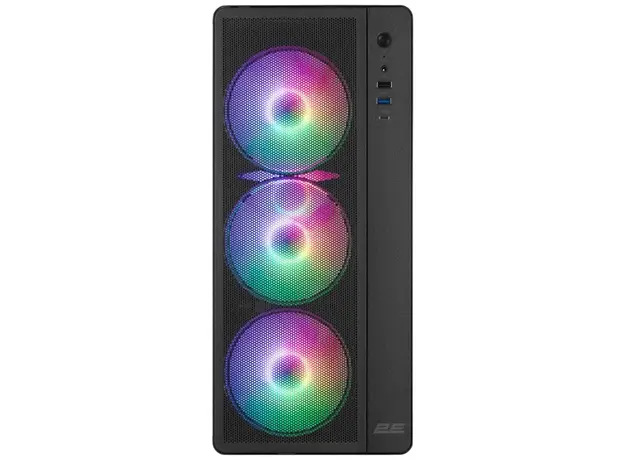 კომპიუტერის ქეისი 2E-V510B, PC case 2E GAMING Credo Plus V510B without PSU, 1xUSB3.0, 1х USB 2.0, 1xUSB Type-C, 4x120mm RGB Rainbow, VGA 310mm, TG Side Panel, ATX, black, 3 image