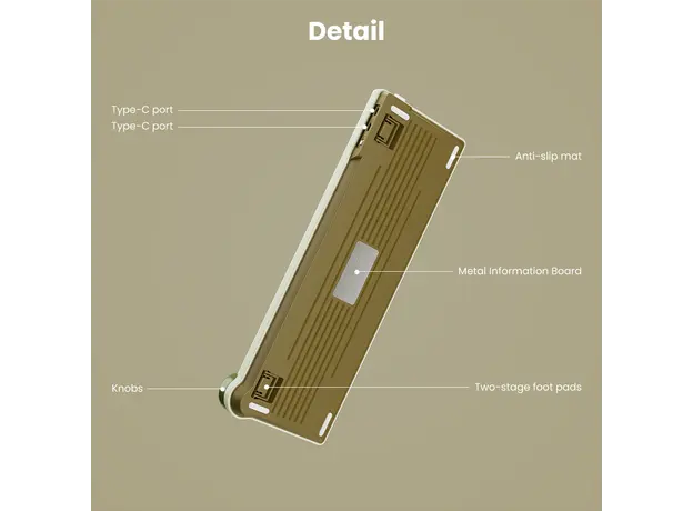 კლავიატურა Royal Kludge RK N99 RGB Mechanical Keyboard, Cream Switch, Hot Swappable, Wireless, USB, Bluetooth, 2.4GHz, Palm Green, 11 image