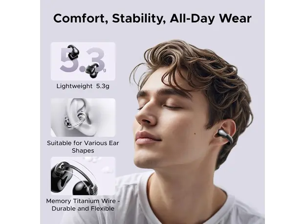 ყურსასმენი UGREEN WS209 (45785) HiTune S3, Earbuds, Wireless, Bluetooth, IPX5, Black, 7 image