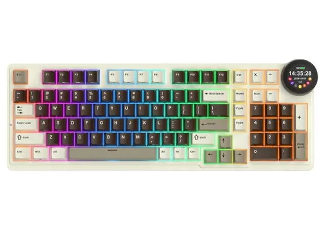 კლავიატურა Royal Kludge RK N99 RGB Mechanical Keyboard, Violet Switch, Hot Swappable, Wireless, USB, Bluetooth, 2.4GHz, Mocha Grey, 2 image