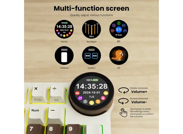 კლავიატურა Royal Kludge RK N99 RGB Mechanical Keyboard, Violet Switch, Hot Swappable, Wireless, USB, Bluetooth, 2.4GHz, Mocha Grey, 6 image