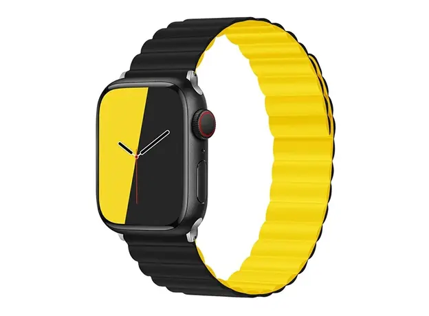 სმარტ საათის სამაჯური TVC KALEBOL Magnetic Watch Band for Apple Watch Series 10 9 8 7 SE 6 5 4 3 2 1 42mm 41mm 40mm 38mm Silicone Adjustable Strap - Black Yellow, 2 image