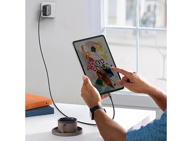 USB კაბელი UGREEN US557 (15275), 100W, Type-C to Type-C 2.0 Braided Fast Charging Cable, 1m, Black, 6 image