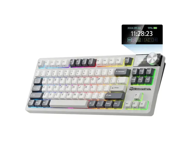 კლავიატურა Royal Kludge RK S85 RGB Mechanical Keyboard, Cloud Switch, Hot Swappable, Wireless, Type-C, Bluetooth, 2.4GHz, White Night, 3 image