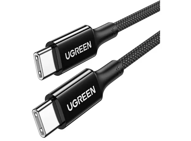 USB კაბელი UGREEN US557 (15275), 100W, Type-C to Type-C 2.0 Braided Fast Charging Cable, 1m, Black