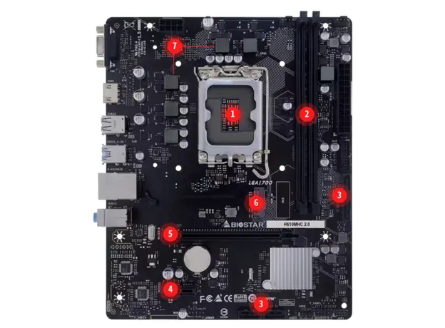 დედა დაფა Biostar Mainboard, H610MHC 2.0 Socket 1700 DDR4, uATX, GbE, 3 image