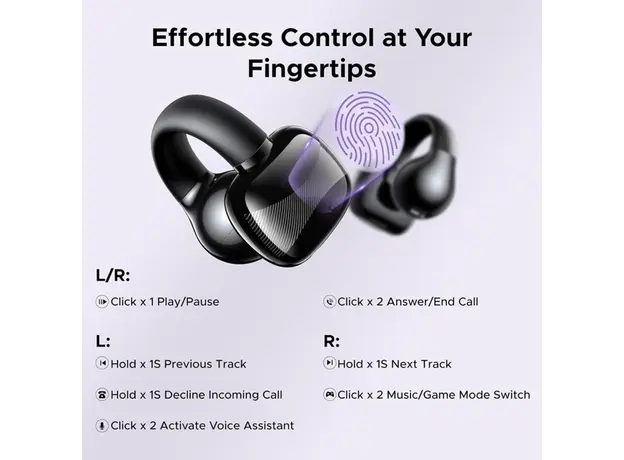 ყურსასმენი UGREEN WS209 (45785) HiTune S3, Earbuds, Wireless, Bluetooth, IPX5, Black, 5 image