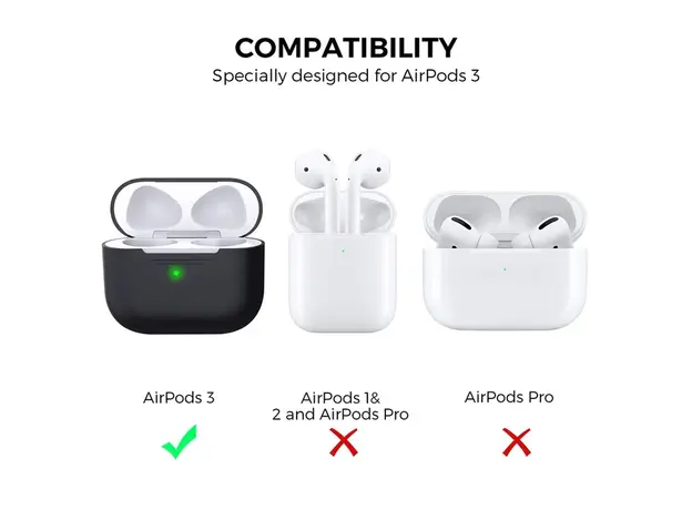 ყურსასმენის ქეისი Silicone Case For AirPods 3 - Black, 3 image