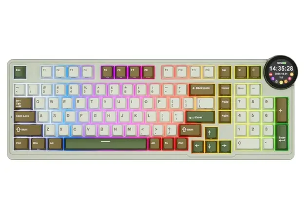 კლავიატურა Royal Kludge RK N99 RGB Mechanical Keyboard, Cream Switch, Hot Swappable, Wireless, USB, Bluetooth, 2.4GHz, Palm Green