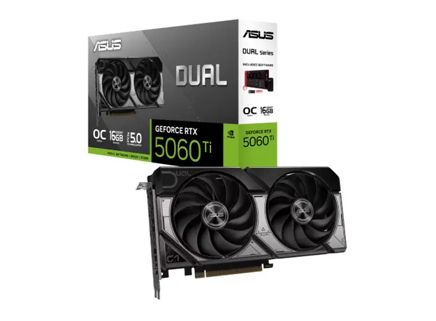 ვიდეო დაფა ASUS Graphic Card GeForce RTX 5060 TI 16GB GDDR7 OC DUAL-RTX5060TI-O16G