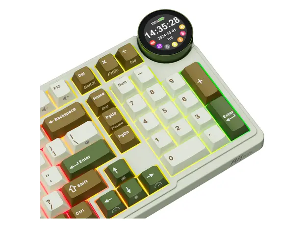 კლავიატურა Royal Kludge RK N99 RGB Mechanical Keyboard, Cream Switch, Hot Swappable, Wireless, USB, Bluetooth, 2.4GHz, Palm Green, 4 image