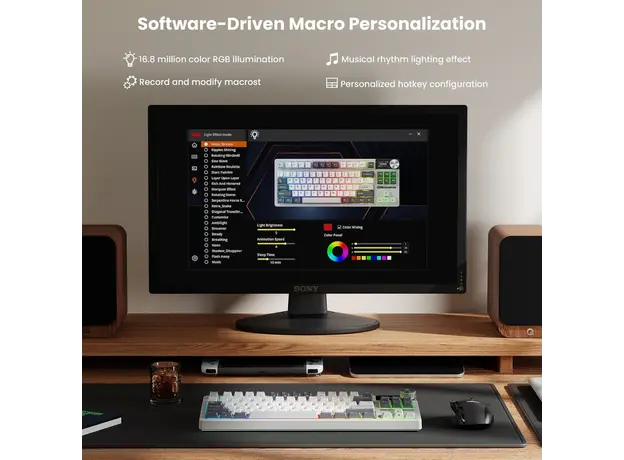 კლავიატურა Royal Kludge RK S85 RGB Mechanical Keyboard, Cloud Switch, Hot Swappable, Wireless, Type-C, Bluetooth, 2.4GHz, White Night, 8 image