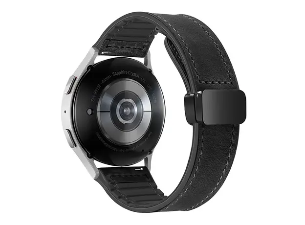სმარტ საათის სამაჯური For Samsung Gear Sport / Huawei Watch GT 3 42mm Magnetic Genuine Cow Leather Watch Band, 20mm - Black, 2 image