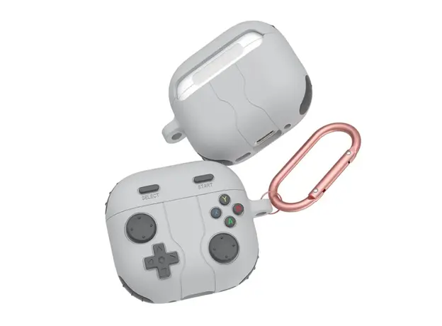 ყურსასმენის ქეისი TVC AirPods 4 Case Game Console Shape Earphones Silicone Shell with Carabiner - Rock Grey, 2 image