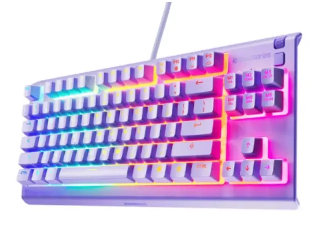 კლავიატურა SteelSeries Keyboard membrane Apex 3 TKL, 84key, USB-A, EN, RGB, lavender, 3 image