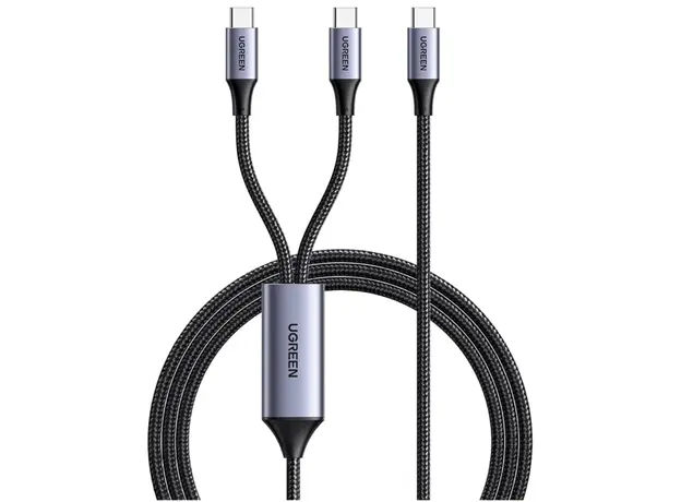 USB კაბელი UGREEN US561 (35087), 100W, Type-C to Type-C, 1.5m, Grey