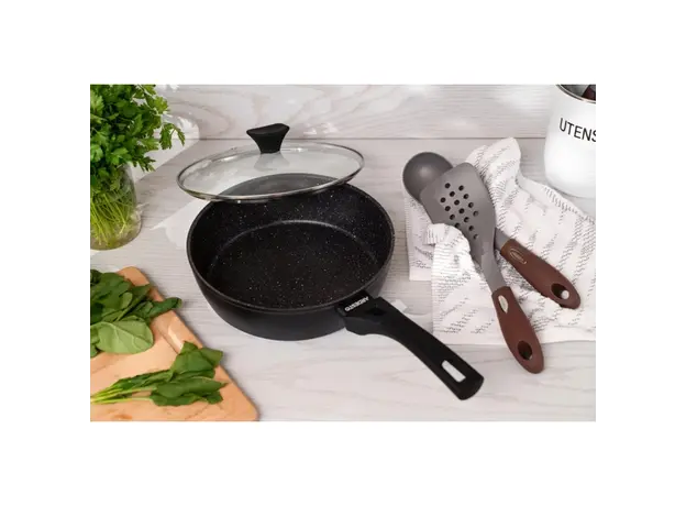 ტაფა Ardesto Deep Fry pan with lid Gemini Livorno, 24cm, aluminium, black, 5 image