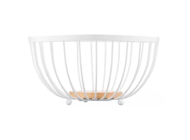 ხილის თასი Ardesto Basket Midori 25х25х13cm, metal, wood, white