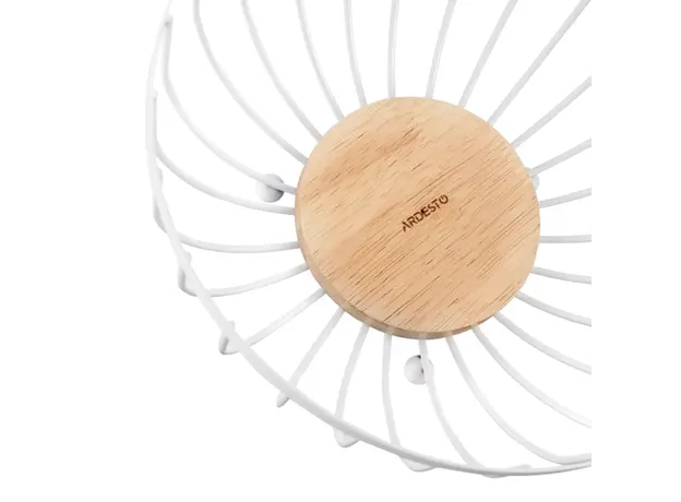 ხილის თასი Ardesto Basket Midori 25х25х13cm, metal, wood, white, 3 image