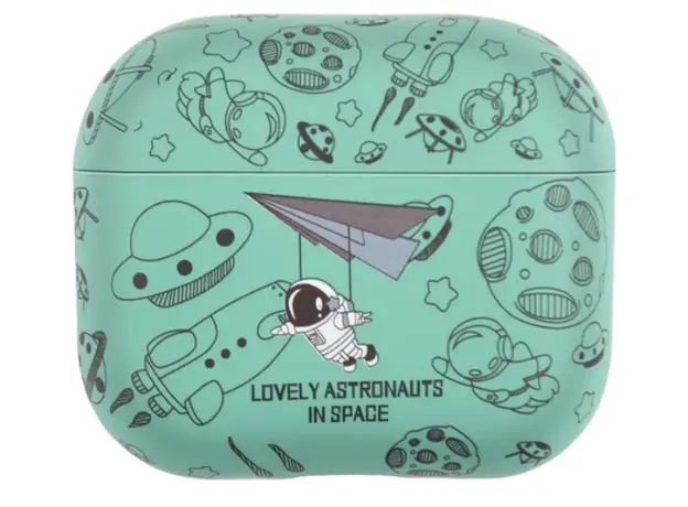 ყურსასმენის ქეისი TVC AirPods 4 TPU Case Earphone Charging Box Water Transfer Printing Protective Cover - Green Astronaut