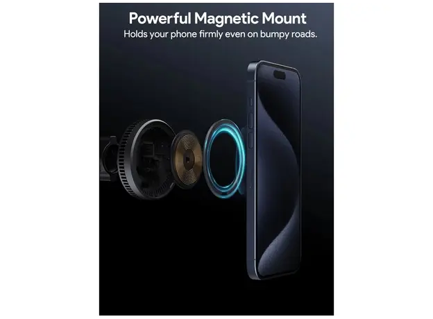 ავტომობილის უსადენო დამტენი Aukey 15W HD-MC13A MagFusion Dash Pro Qi2 Active Cooling Wireless Charging Phone Mount - Gray, 16 image