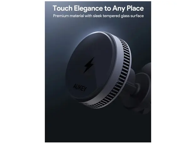 ავტომობილის უსადენო დამტენი Aukey 15W HD-MC13A MagFusion Dash Pro Qi2 Active Cooling Wireless Charging Phone Mount - Gray, 13 image
