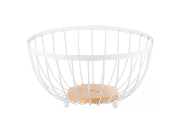 ხილის თასი Ardesto Basket Midori 25х25х13cm, metal, wood, white, 2 image