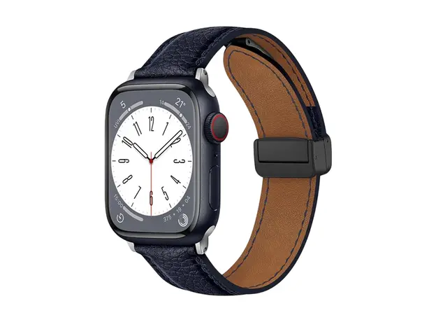სმარტ საათის სამაჯური TVC Apple Watch 10 46mm / Ultra 2 / Ultra 49mm / 9 8 7 45mm / SE (2023) SE (2022) SE 6 5 4 44mm / 3 2 1 42mm Litchi Texture Leather Strap - Dark Blue, 2 image