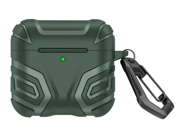 ყურსასმენის ქეისი TVC AirPods 4 Case Split Design Soft TPU Shockproof Earphone Cover with Carabiner - Blackish Green