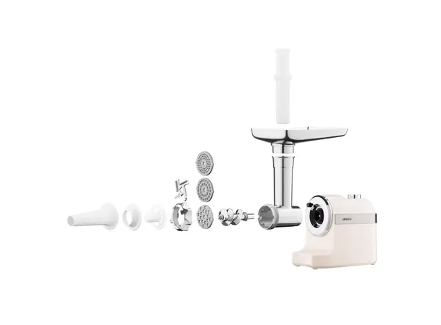 ხორცსაკეპი მანქანა Ardesto meat grinder, 1800W, 2kg/min, 3 cutting plates, sausages nozzle, plastik, beigе-silver, 4 image