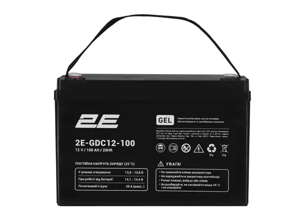 უწყვეტი კვების წყაროს ელემენტი 2E 2E-GDC12-100 GDC, 12V, 100Ah, GEL VRLA, Uninterruptible Power Supply Element, Black, 2 image