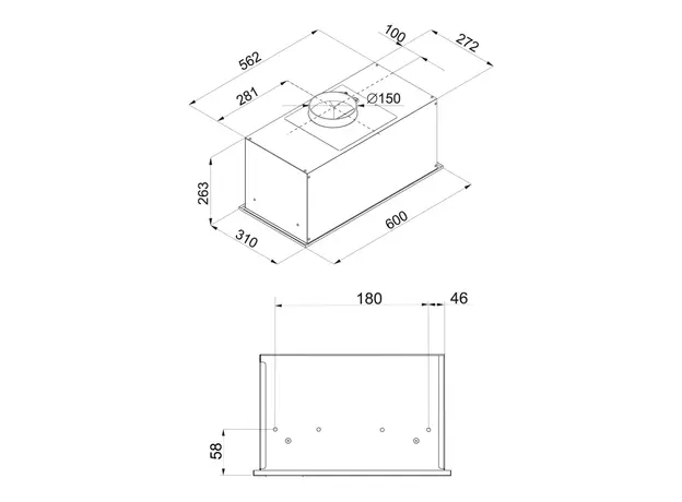 გამწოვი Hansa integrated, 60cm, 425m3h, black, 5 image