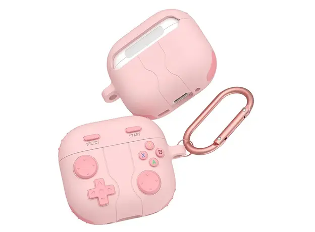 ყურსასმენის ქეისი TVC AirPods 4 Case Game Console Shape Earphones Silicone Shell with Carabiner - Pink, 2 image
