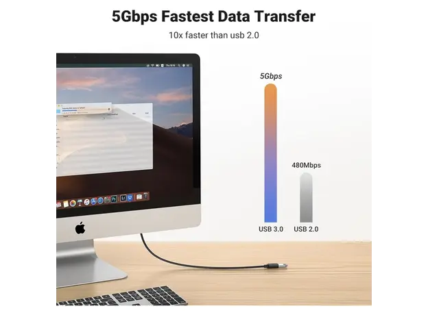 USB დამაგრძელებელი UGREEN US129 (90722), USB 3.0 Male to USB Female, Extension Male Cable, 5m, Black, 5 image