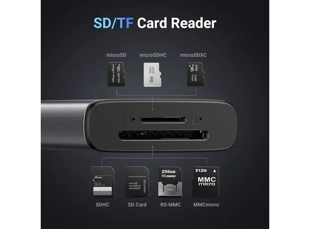 USB-C ჰაბი UGREEN CM498 (15531) Revodok Pro 107, HDMI, USB, SD/TF, Type-C, Hub, Dark Grey, 4 image