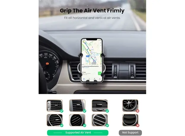 მობილურის დამჭერი UGREEN LP228 (80539), Gravity Phone Holder For Car, Black, 4 image