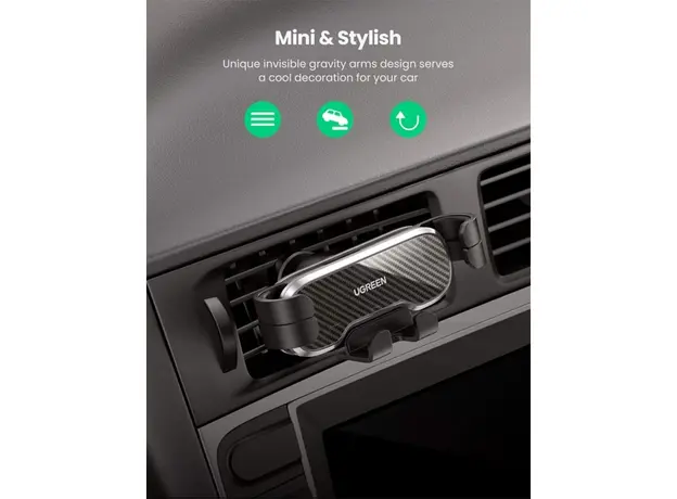 მობილურის დამჭერი UGREEN LP228 (80539), Gravity Phone Holder For Car, Black, 6 image
