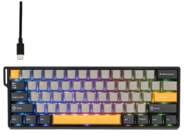 კლავიატურა AULA WIN60 HE MAX RGB Wired Gaming Keyboard Dark Grey/Light gray/Yellow (Wing Chun Magnetic Switch), 3 image