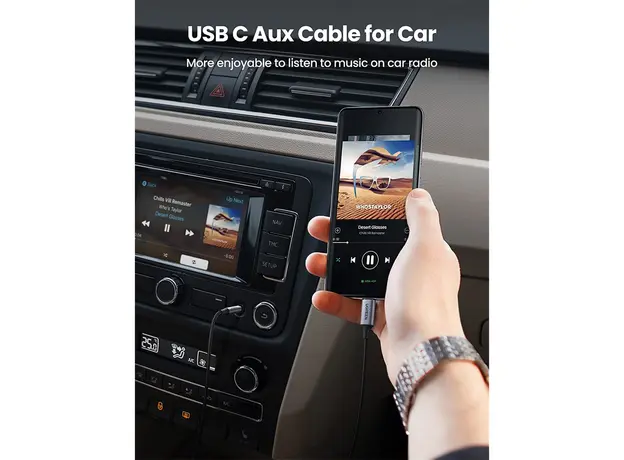 აუდიო ადაპტერი UGREEN CM450 (20192), Type-C Male To 3.5mm Male Audio Cable With Chip, 1m, Black/Grey, 4 image