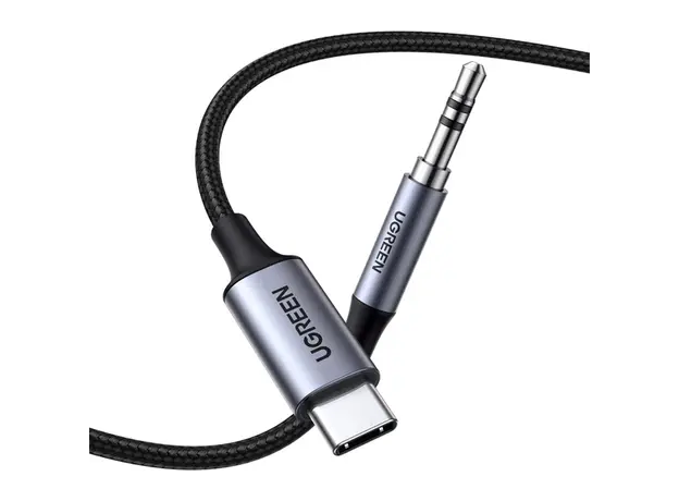 აუდიო ადაპტერი UGREEN CM450 (20192), Type-C Male To 3.5mm Male Audio Cable With Chip, 1m, Black/Grey