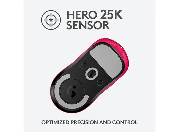 მაუსი LOGITECH PRO X SUPERLIGHT Wireless Gaming Mouse - MAGENTA - 2.4GHZ - EER2 - #933, 3 image