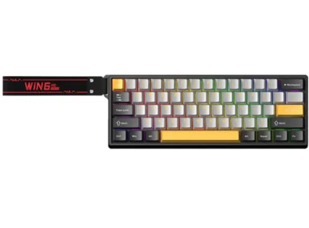 კლავიატურა AULA WIN60 HE MAX RGB Wired Gaming Keyboard Dark Grey/Light gray/Yellow (Wing Chun Magnetic Switch)