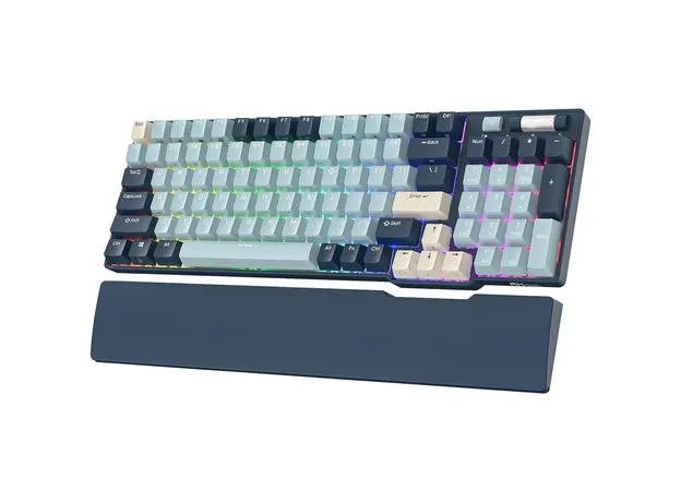 კლავიატურა Royal Kludge RK96 Mechanical Keyboard, Red switch, Hot Swappable, Wireless, USB Type-C, 2.4 GHz, Bluetooth, Forest Blue, 3 image