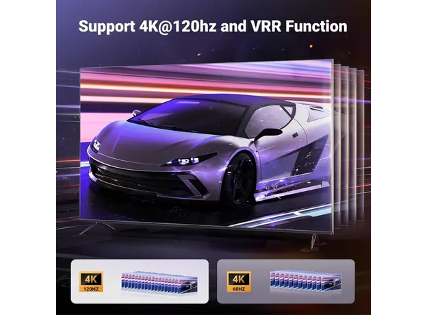 სვიჩი UGREEN CM624 (15604), 8k60hz HDMI 2.1 Switch With 1.5m Usb Power Cable, Grey, 5 image