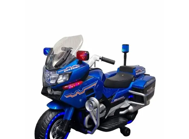 ბავშვის ელექტრო მოტოციკლი 011-BLU, კაუჩუკის საბურავებით/ტყავის სავარძლით, 3 image
