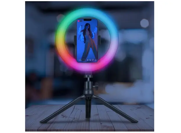 მობილურის სამაგრი Celly ClickPro Portable Tripod+Flash Light RGB Black, 7 image