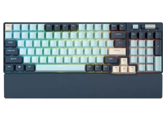 კლავიატურა Royal Kludge RK96 Mechanical Keyboard, Red switch, Hot Swappable, Wireless, USB Type-C, 2.4 GHz, Bluetooth, Forest Blue