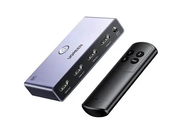 სვიჩი UGREEN CM624 (15604), 8k60hz HDMI 2.1 Switch With 1.5m Usb Power Cable, Grey, 2 image