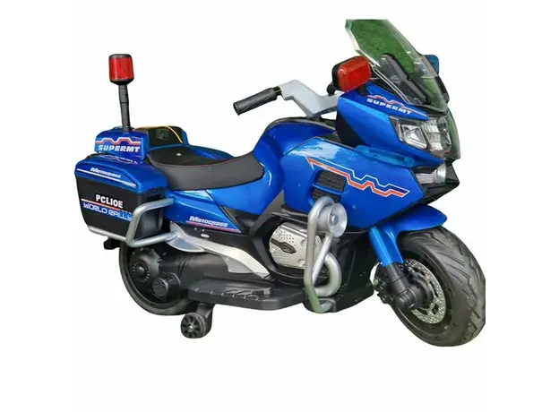 ბავშვის ელექტრო მოტოციკლი 011-BLU, კაუჩუკის საბურავებით/ტყავის სავარძლით, 2 image